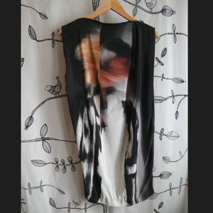 ALLSAINTS asymmetrical silk shift dress with zipper neckline